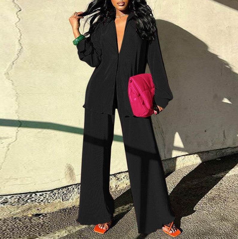 Loose Outfit Office Shirt Top Pants Loose