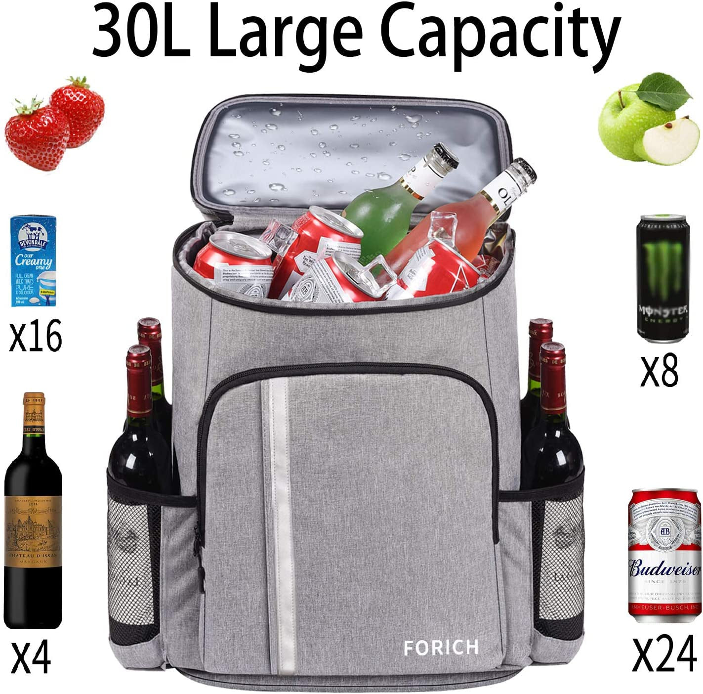 "Ultimate Leakproof Insulated Backpack Cooler – Lightweight Waterproof Design for Work, Picnics, Beach & Hiking - Holds 30 Cans!"