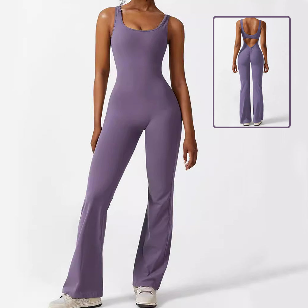 Women's Sleeveless Flare Yoga Jumpsuit