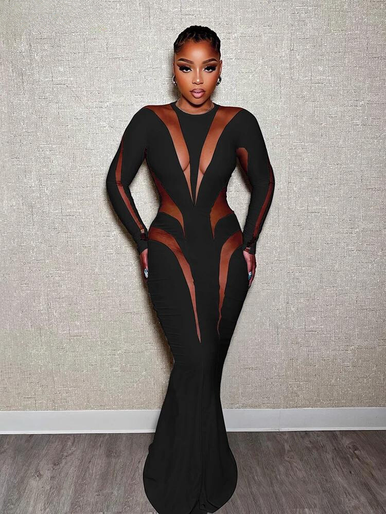 O-Neck Maxi Bodycon Skinny Stretch Women Dress