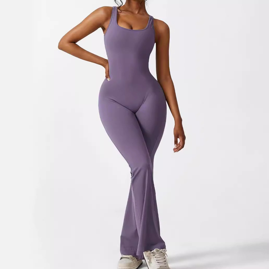 Women's Sleeveless Flare Yoga Jumpsuit