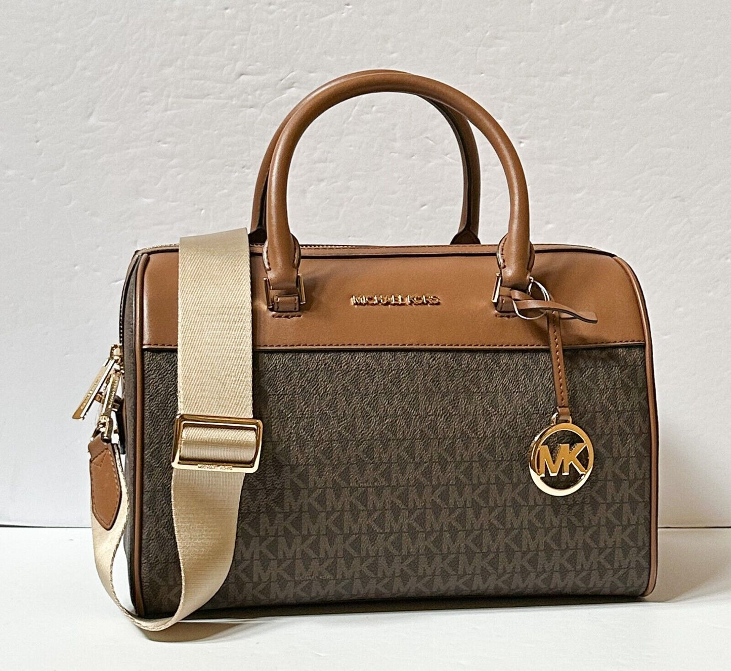 Michael Kors Jet Set Travel Medium Duffle Shoulder Crossbody Bag - MK Brown