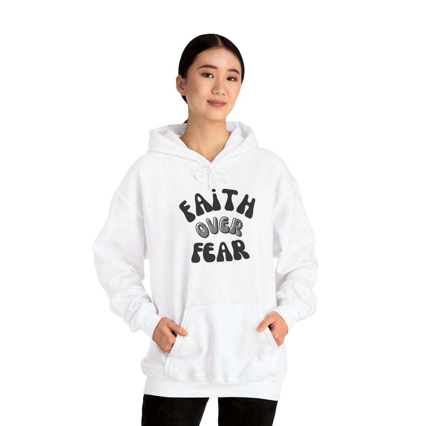 Faith Over Fear Christian Hoodie, Religious Sweatshirt, Unisex Christian Apparel, Inspirational Hooded Sweatshirt, Faith-based Clothing