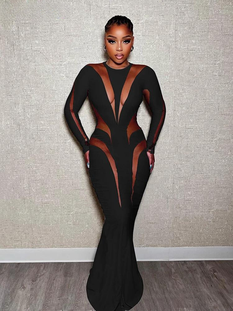 O-Neck Maxi Bodycon Skinny Stretch Women Dress