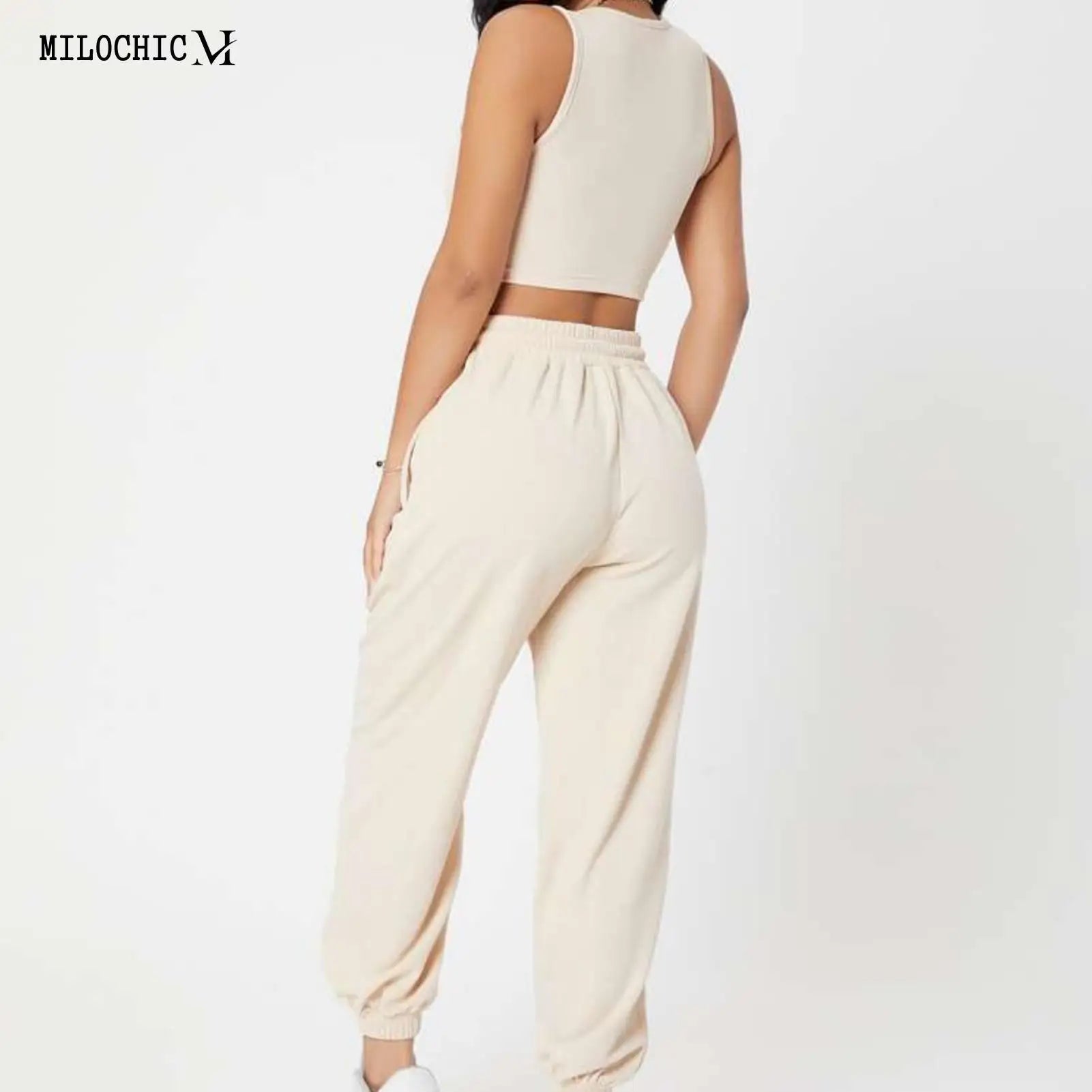 Summer Outfits Fashion Sleeveless Women Camisole+Sports Pants Knitted Casual Simple Solid Color 2 Pieces Trouser Sets