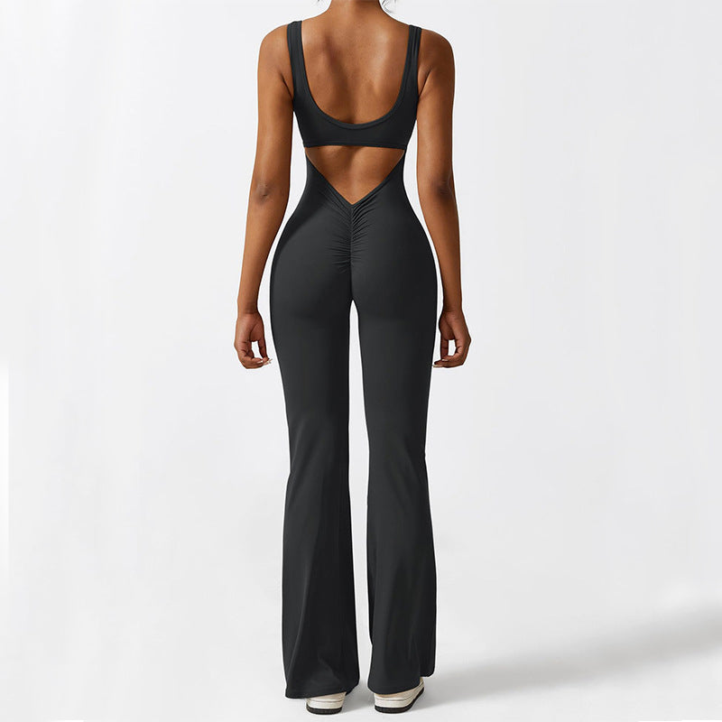 Women's Sleeveless Flare Yoga Jumpsuit