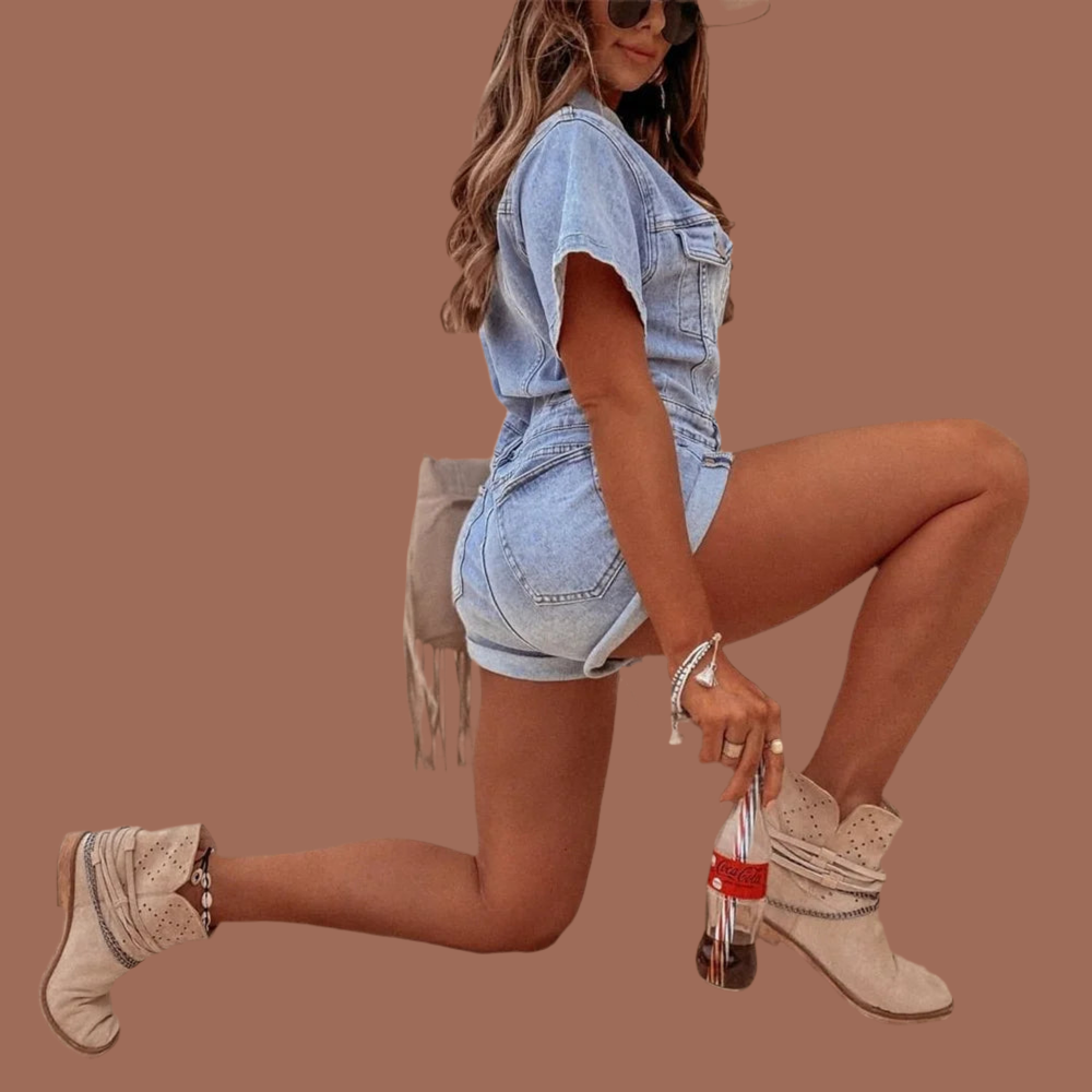 Vintage Button Overalls Short Jumpsuits