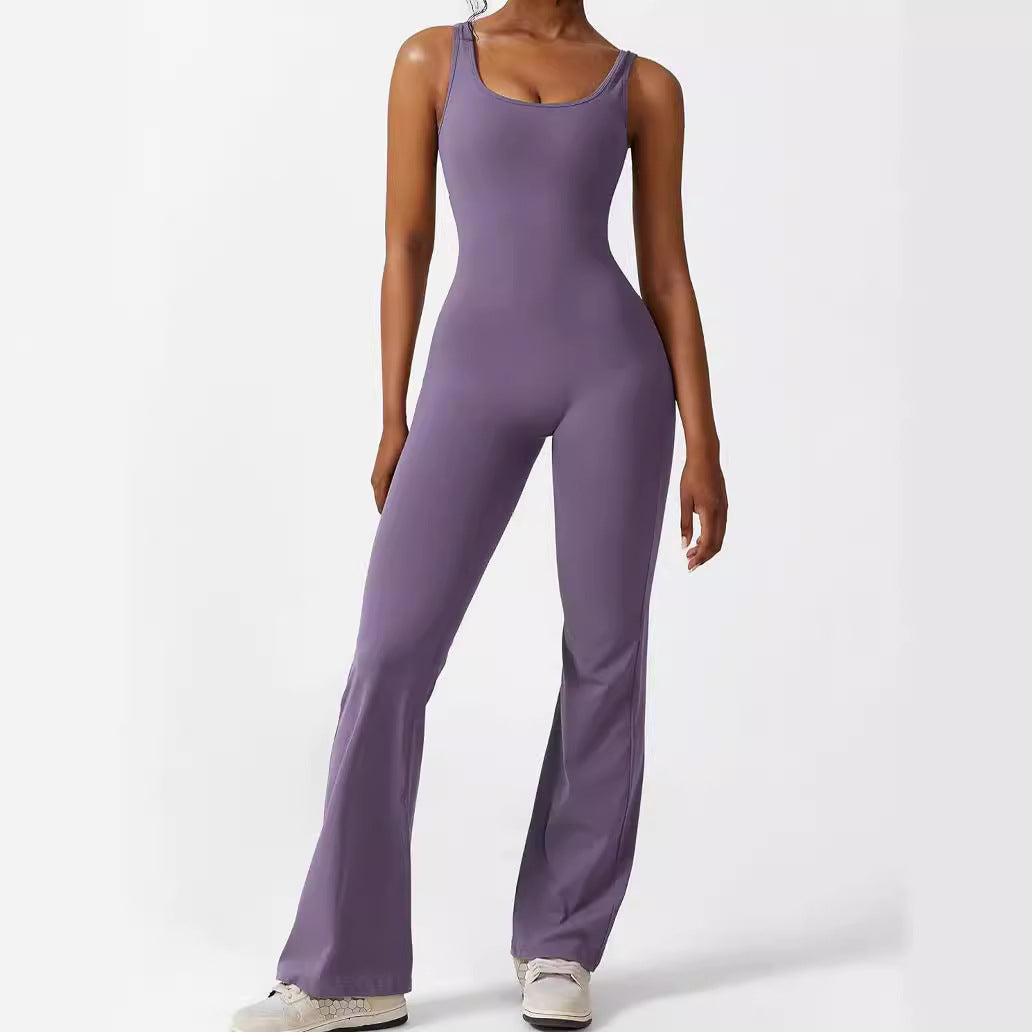 Women's Sleeveless Flare Yoga Jumpsuit