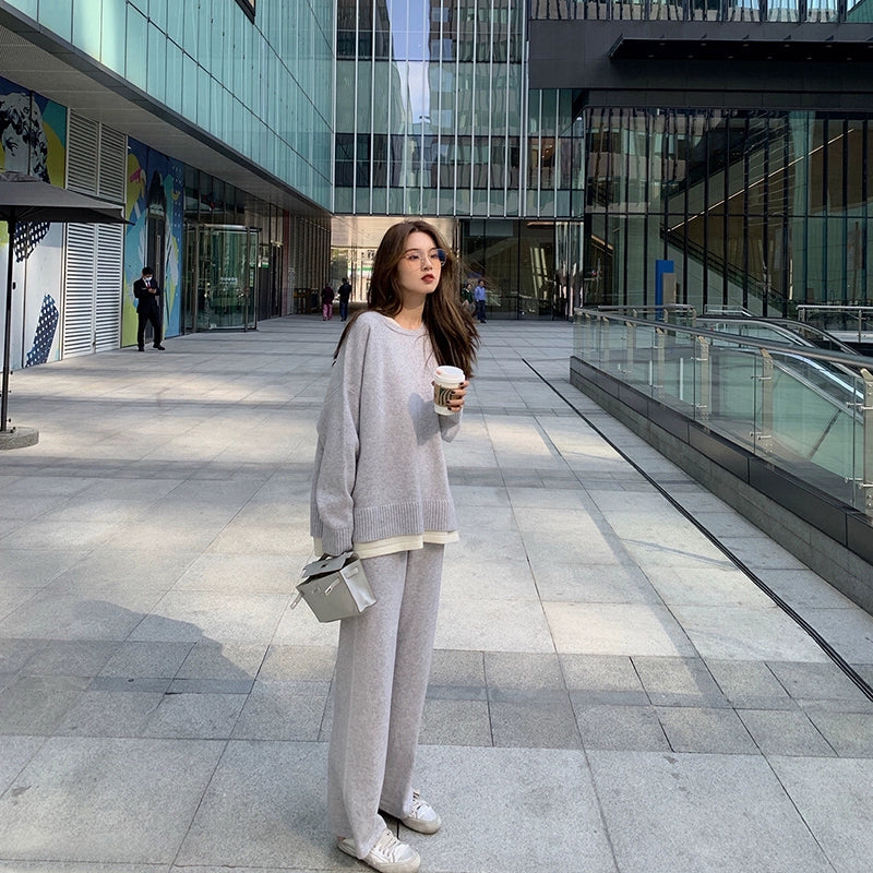 Women's Autumn and Winter Hong Kong Style Sports Chic Two-Piece Suit