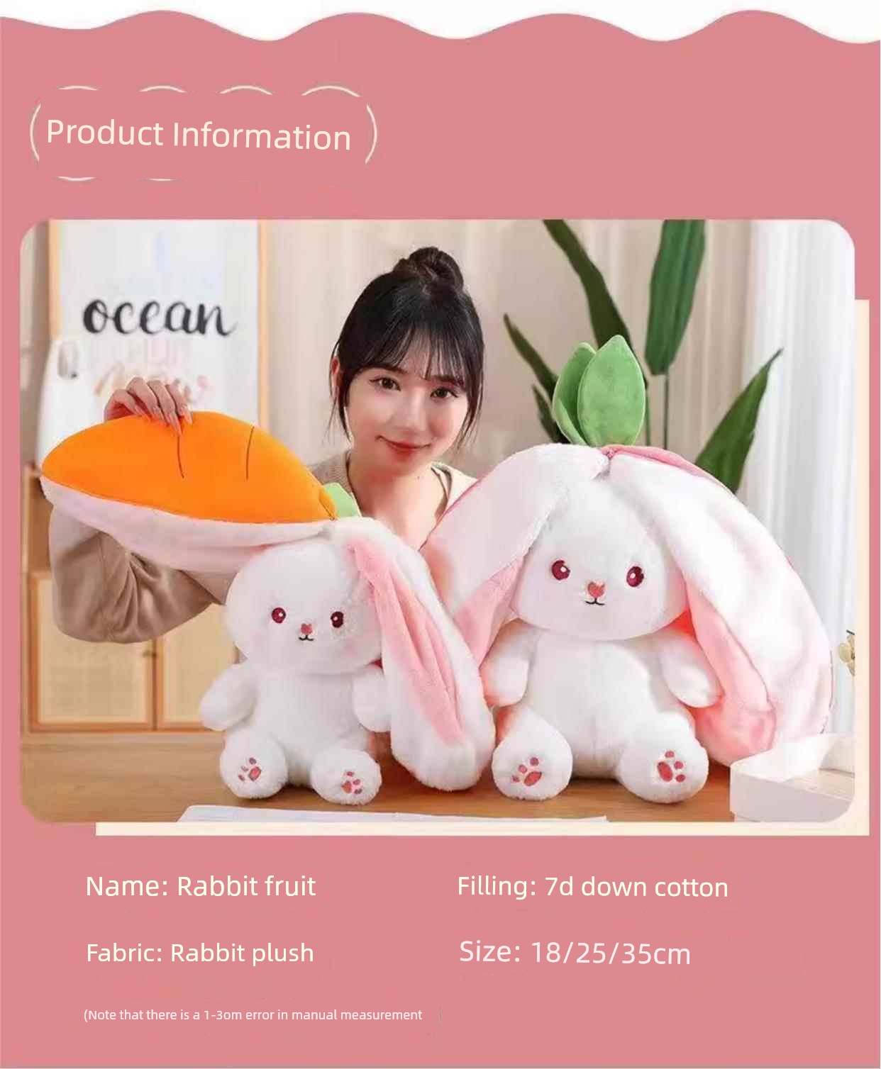 Soothing Transformation Bunny Girl Pillow Stuffed Toy
