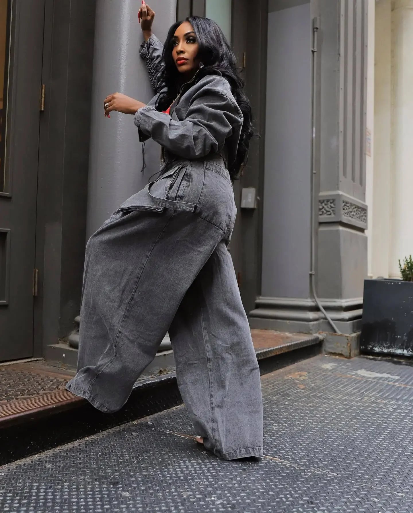 Retro Women's Denim Two-Piece Set