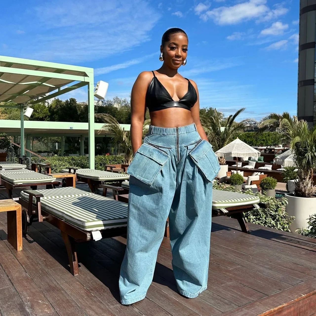 Retro Women's Denim Two-Piece Set