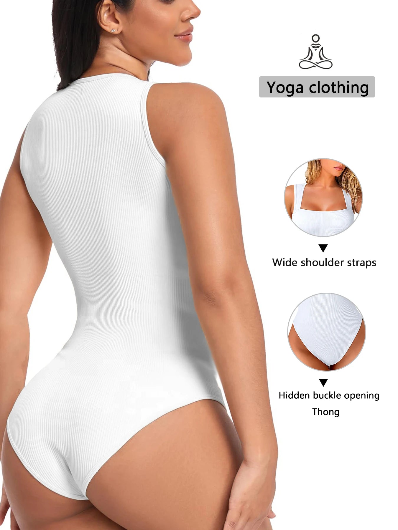 Women's sexy sleeveless square neck ribbed camisole Yoga jumpsuit