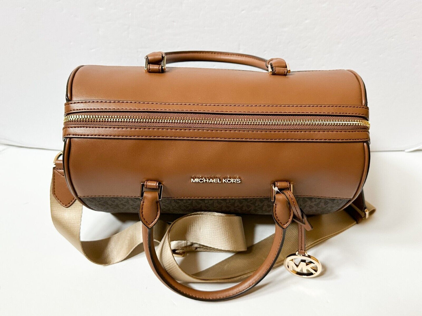Michael Kors Jet Set Travel Medium Duffle Shoulder Crossbody Bag - MK Brown