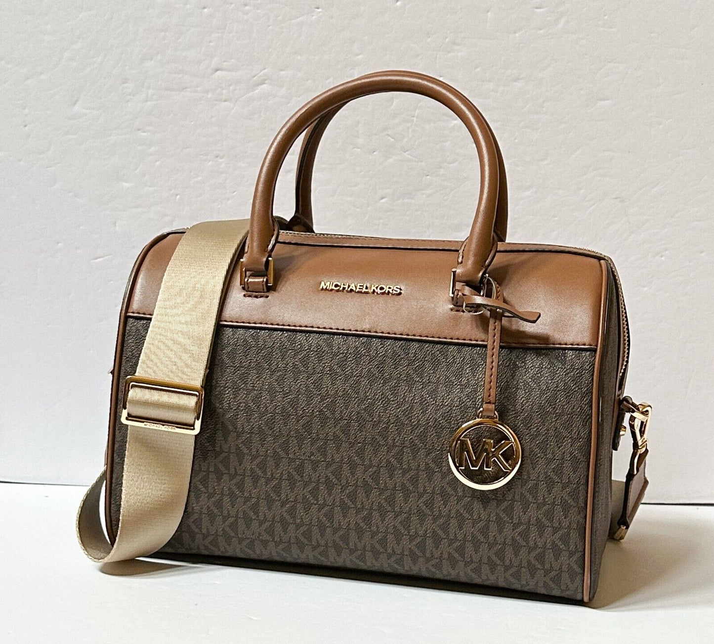 Michael Kors Jet Set Travel Medium Duffle Shoulder Crossbody Bag - MK Brown