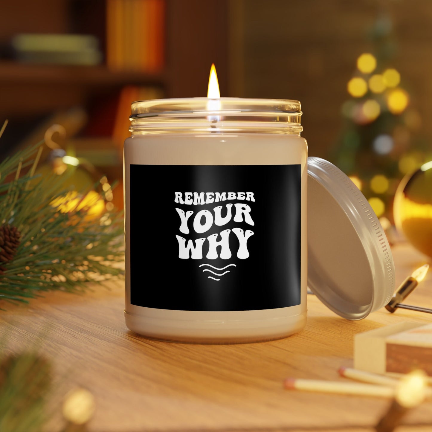Remember Your Why, Create an uplifting atmosphere: Motivational Quote Scented Candle - ideal for housewarming gifts, Glass Jar Candle