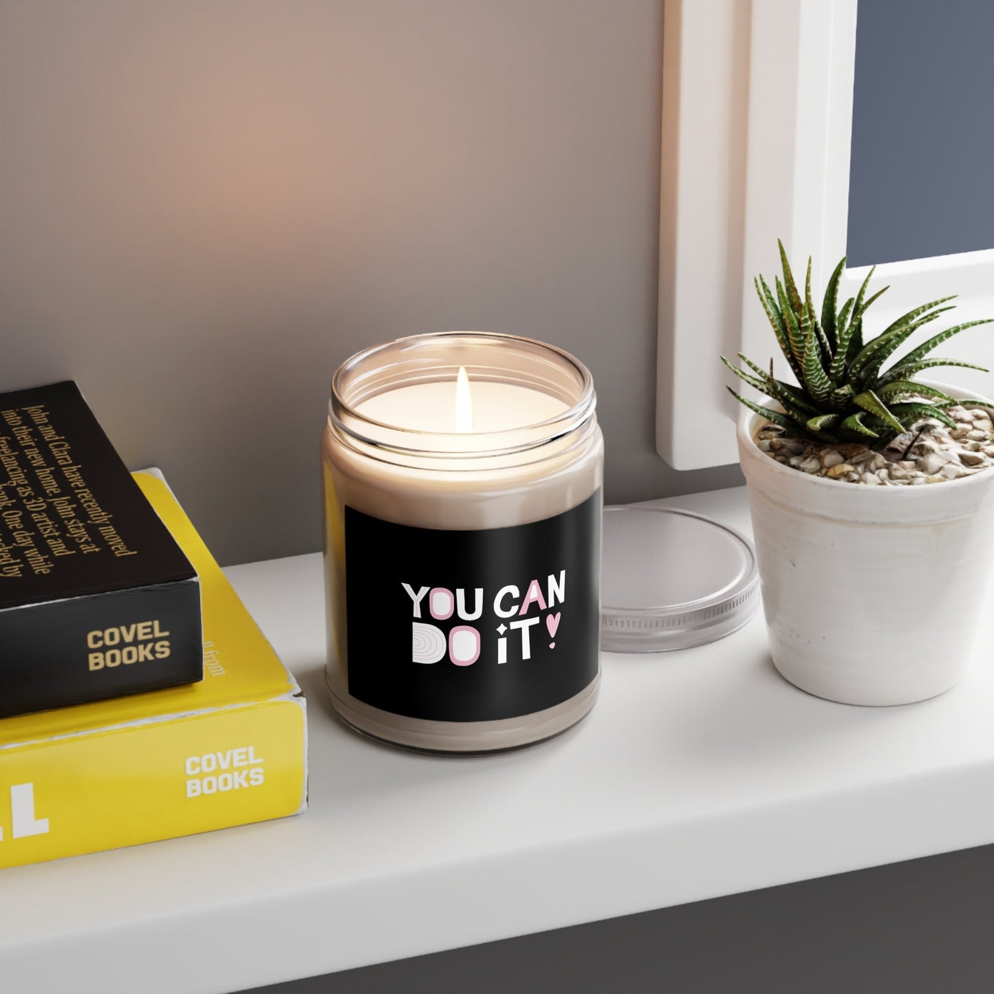 You Can Do It, Create an uplifting atmosphere: Motivational Quote Scented Candle - ideal for housewarming gifts, Glass Jar Candle, Gift Idea