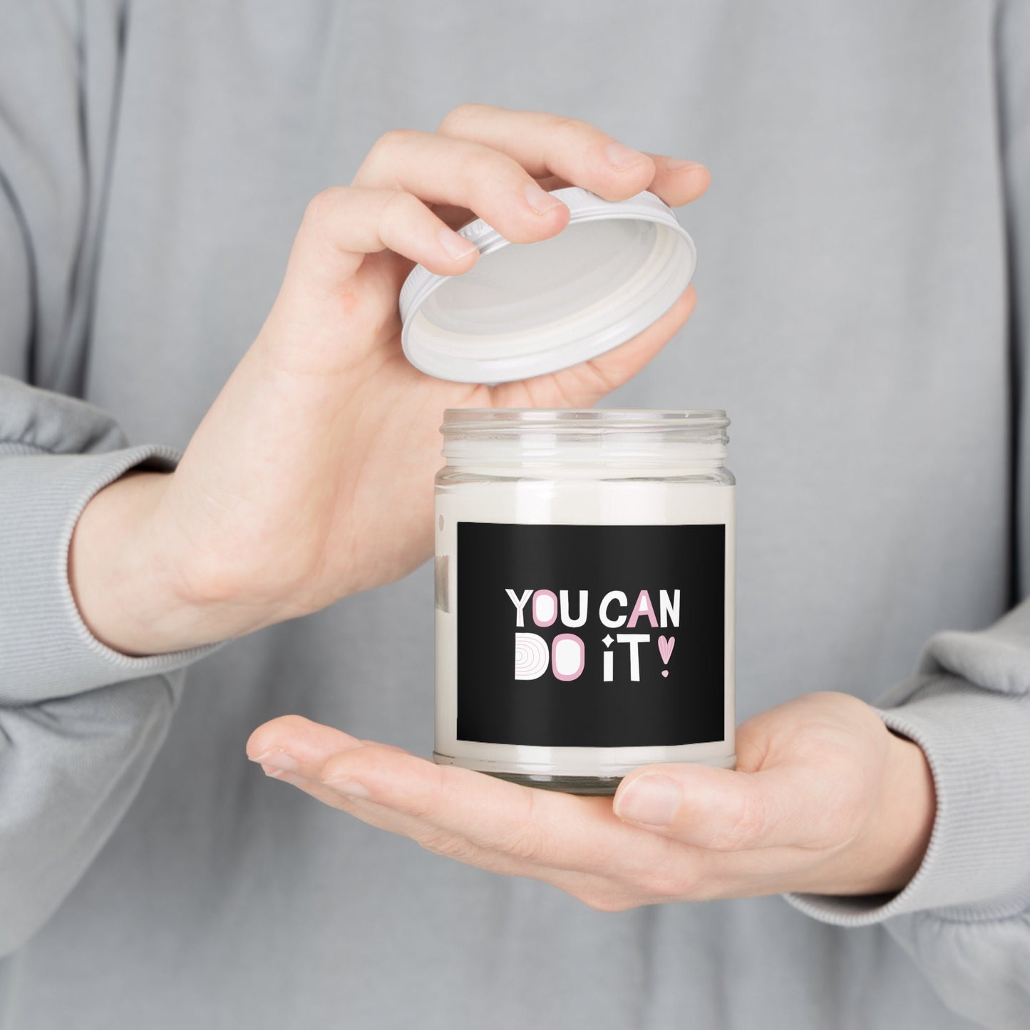 You Can Do It, Create an uplifting atmosphere: Motivational Quote Scented Candle - ideal for housewarming gifts, Glass Jar Candle, Gift Idea