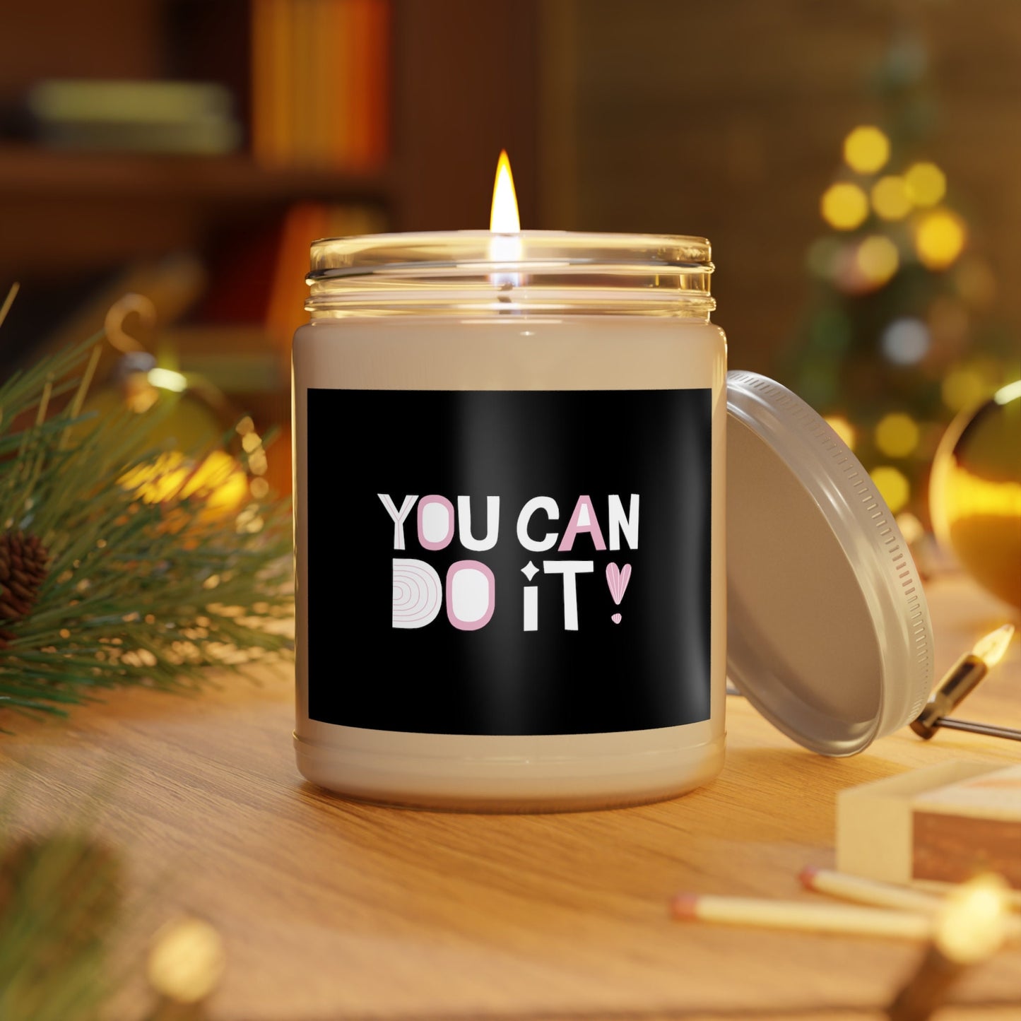 You Can Do It, Create an uplifting atmosphere: Motivational Quote Scented Candle - ideal for housewarming gifts, Glass Jar Candle, Gift Idea