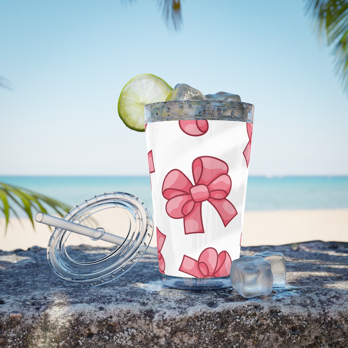 Sunsplash Tumbler with Straw Pink Bows Tumbler