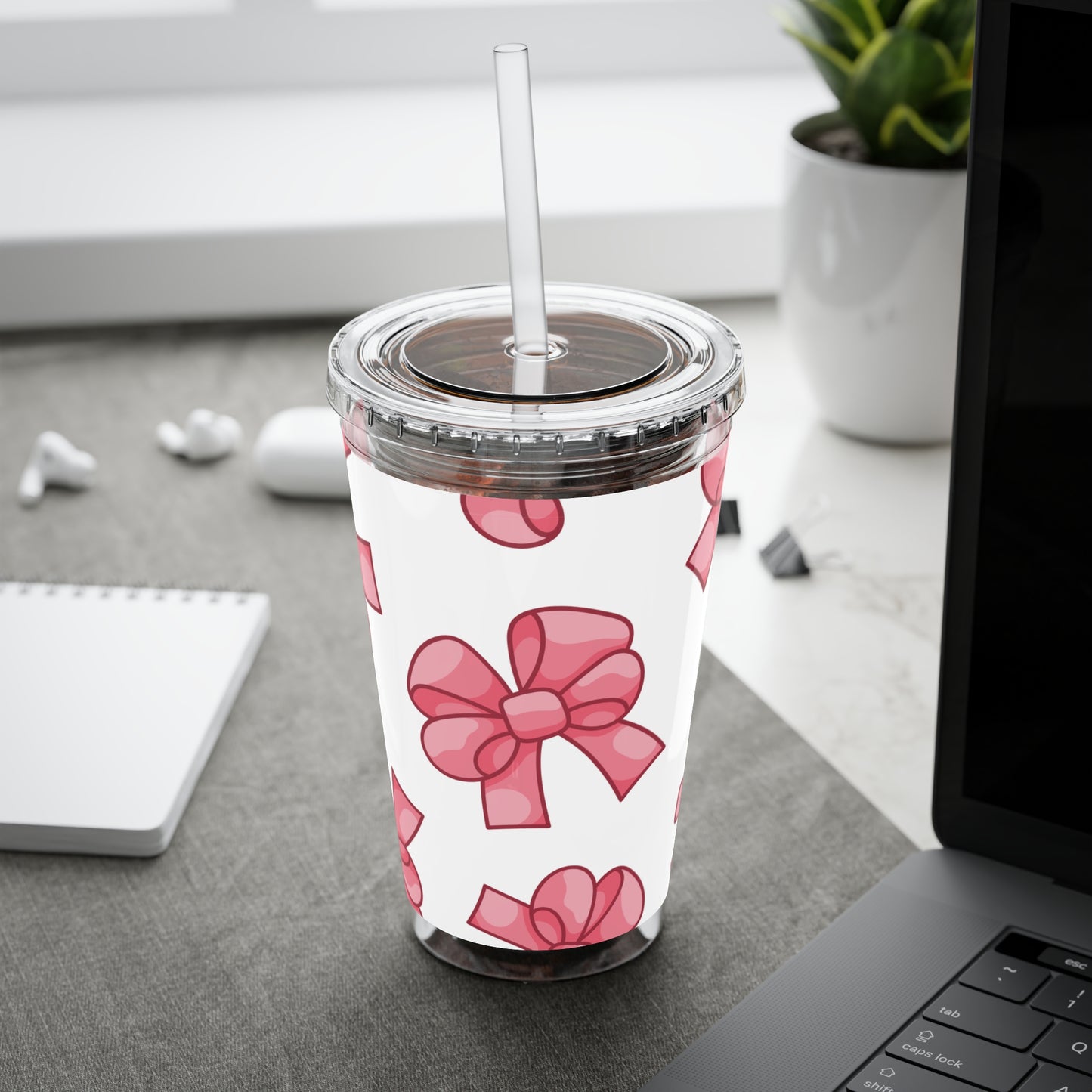 Sunsplash Tumbler with Straw Pink Bows Tumbler