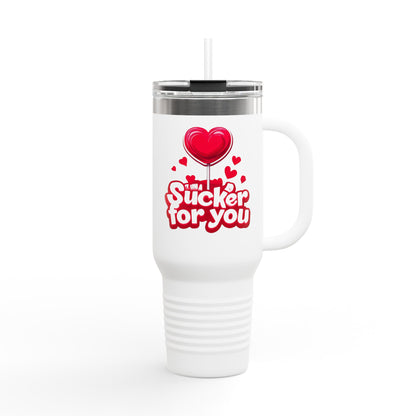 Sucker for You Travel Mug, 40oz, Valentines Day Love Mug, Insulated Cup, Gift for Him, Gift for Her, Hot and Cold Drink Tumbler