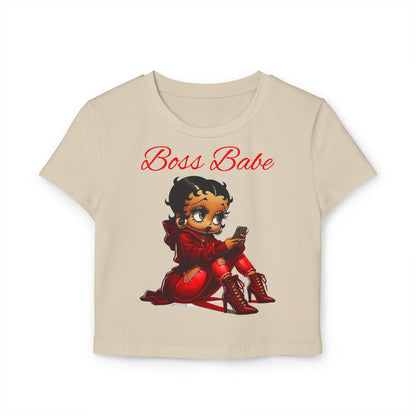 Black Betty Boop Women's Baby Tee, Boss Babe T-Shirt, Feminine Graphic Tee, Cute Summer Top, Gift for Her, Retro Character Shirt