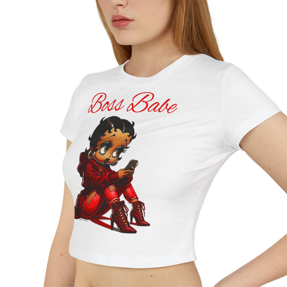 Black Betty Boop Women's Baby Tee, Boss Babe T-Shirt, Feminine Graphic Tee, Cute Summer Top, Gift for Her, Retro Character Shirt