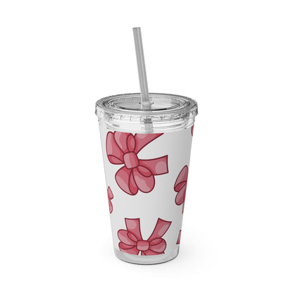 Sunsplash Tumbler with Straw Pink Bows Tumbler