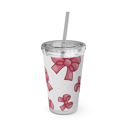 Sunsplash Tumbler with Straw Pink Bows Tumbler