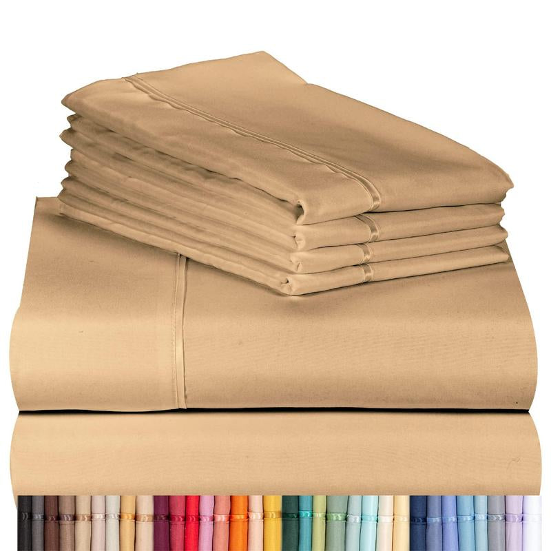 Luxclub 6 PC Sheet Set Sheets Deep Pockets 18' Eco Friendly Wrinkle Free Sheets Machine Washable Hotel Bedding Silky Soft - Alternative Colors #1