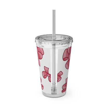 Sunsplash Tumbler with Straw Pink Bows Tumbler