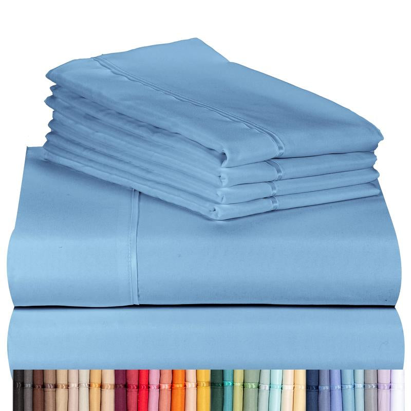 Luxclub 6 PC Sheet Set Sheets Deep Pockets 18' Eco Friendly Wrinkle Free Sheets Machine Washable Hotel Bedding Silky Soft - Alternative Colors #1