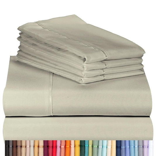 Luxclub 6 PC Sheet Set Sheets Deep Pockets 18' Eco Friendly Wrinkle Free Sheets Machine Washable Hotel Bedding Silky Soft - Alternative Colors #1