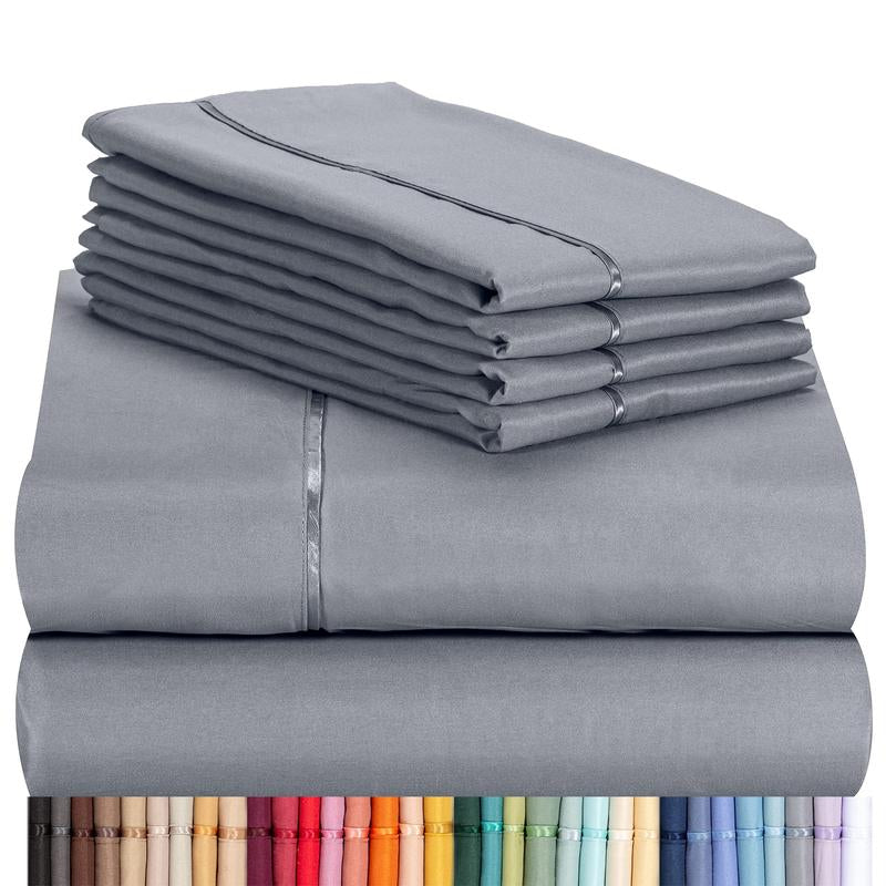 Luxclub 6 PC Sheet Set Sheets Deep Pockets 18' Eco Friendly Wrinkle Free Sheets Machine Washable Hotel Bedding Silky Soft - Alternative Colors #1