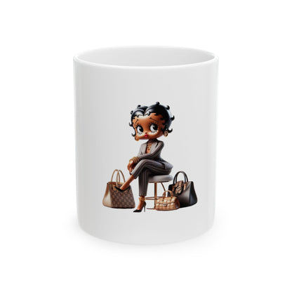 Ceramic Mug - Betty Boop Inspired Boss Babe Gucci Bags Design (11oz, 15oz)