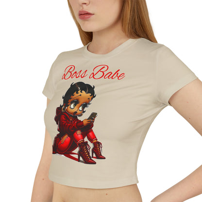 Black Betty Boop Women's Baby Tee, Boss Babe T-Shirt, Feminine Graphic Tee, Cute Summer Top, Gift for Her, Retro Character Shirt