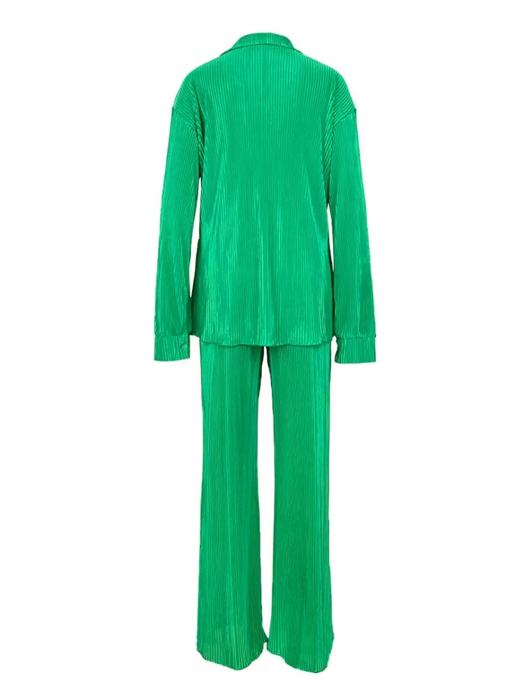 Fashion Pleated Women's Elegant 2 Piece Tracksuit