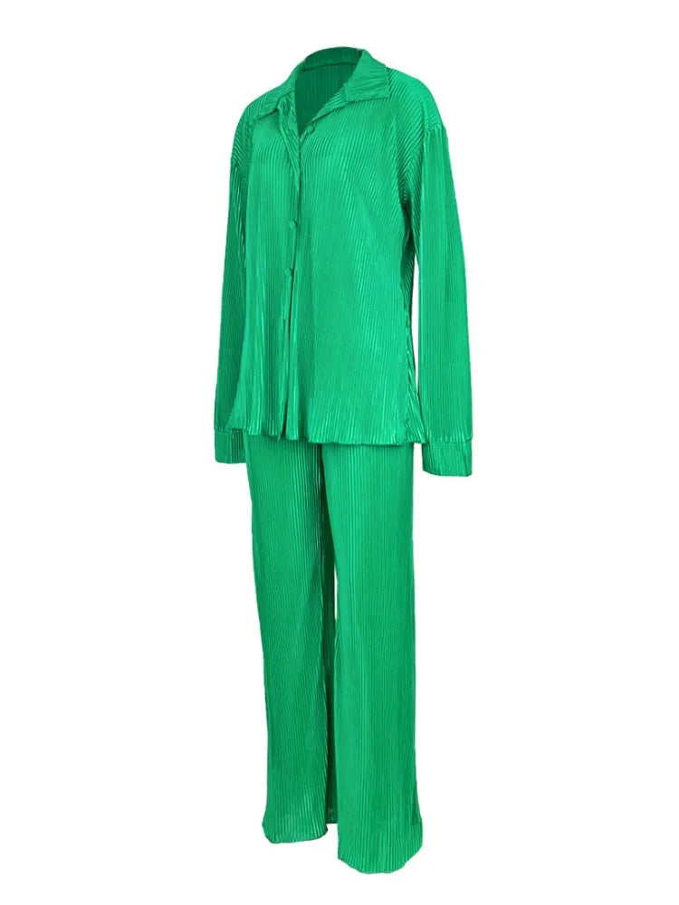 Fashion Pleated Women's Elegant 2 Piece Tracksuit