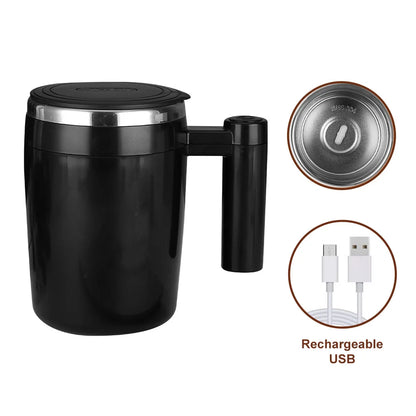 USB Self Stirring Mug Coffee Cup Rechargeable Automatic Stirring Cup Stainless Steel Cup Coffee Milk Mixer Stir Cup Water Bottle