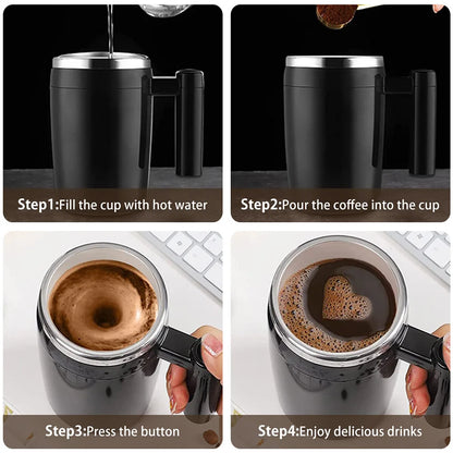 USB Self Stirring Mug Coffee Cup Rechargeable Automatic Stirring Cup Stainless Steel Cup Coffee Milk Mixer Stir Cup Water Bottle