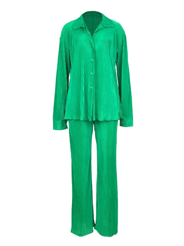 Fashion Pleated Women's Elegant 2 Piece Tracksuit