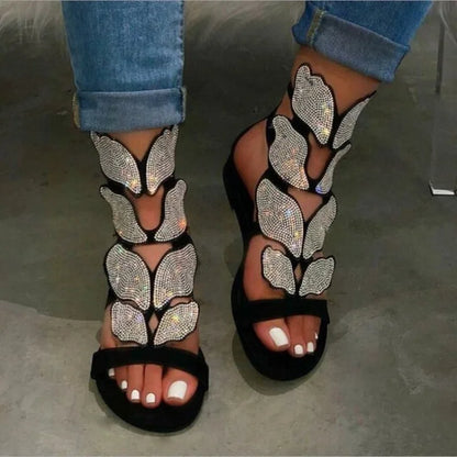 Butterfly Crystal Gladiator Sandals