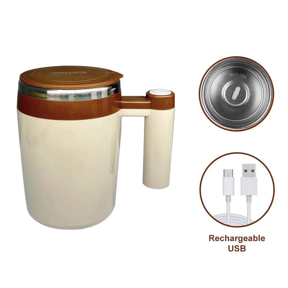 USB Self Stirring Mug Coffee Cup Rechargeable Automatic Stirring Cup Stainless Steel Cup Coffee Milk Mixer Stir Cup Water Bottle