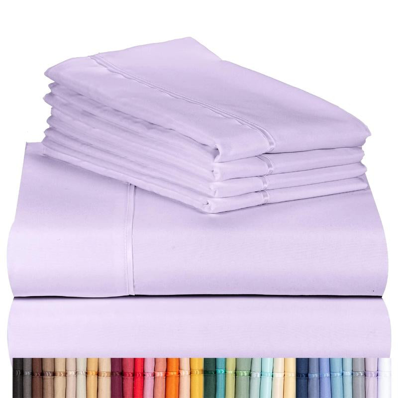 Luxclub 6 PC Sheet Set Sheets Deep Pockets 18' Eco Friendly Wrinkle Free Sheets Machine Washable Hotel Bedding Silky Soft - Alternative Colors #1