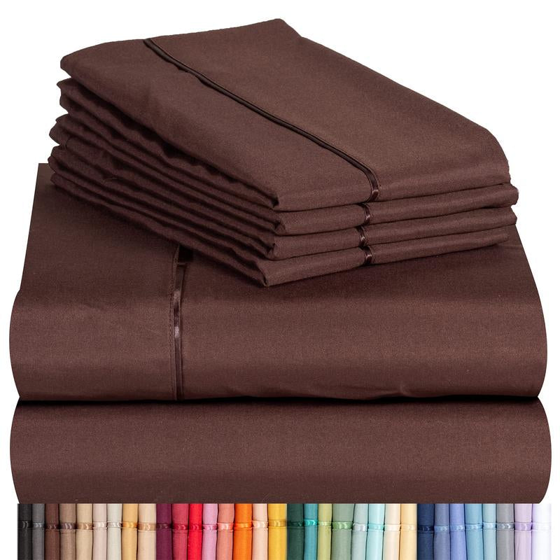 Luxclub 6 PC Sheet Set Sheets Deep Pockets 18' Eco Friendly Wrinkle Free Sheets Machine Washable Hotel Bedding Silky Soft - Alternative Colors #1